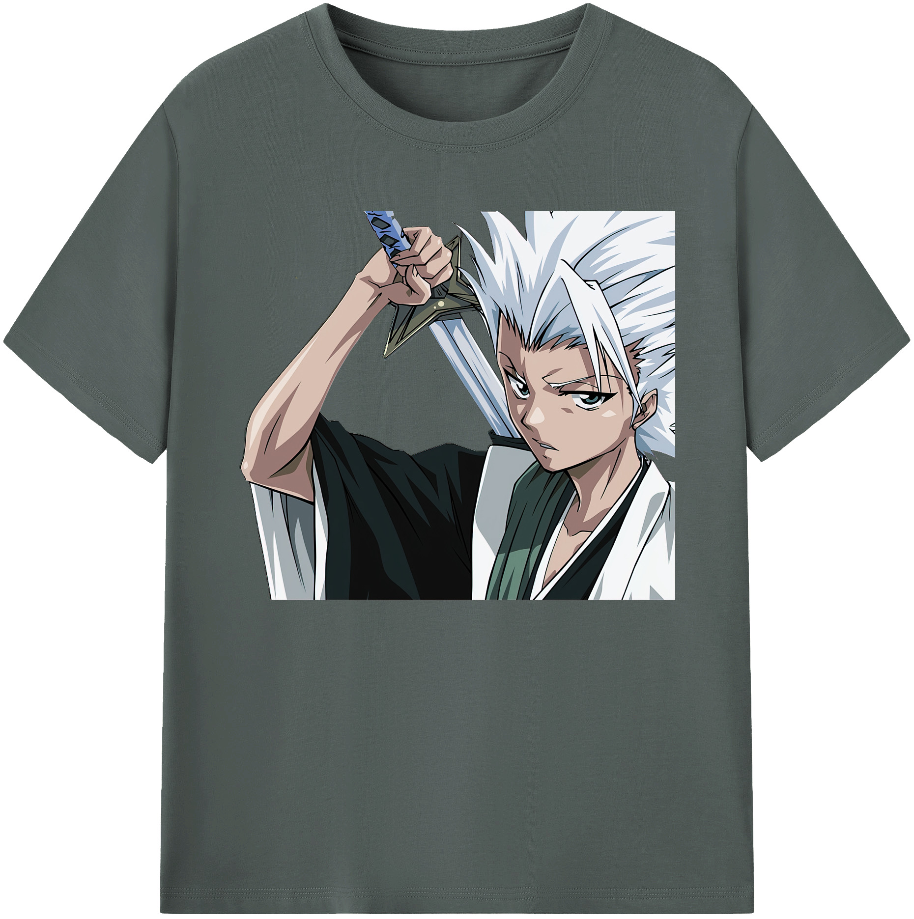 （画像用） ブリーチ 日番谷冬獅郎（ひつがや とうしろう） BLEACH Hitsugaya Toushirou 綿100％ メンズ半袖Tシャツ｜肌触りやわらか＆通気性